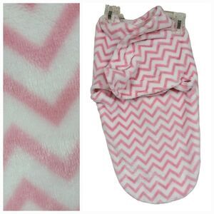 Baby Kiss Minky Soft Plush Blanket Swaddle Sleep Sack Pink Chevron Fleece Girls